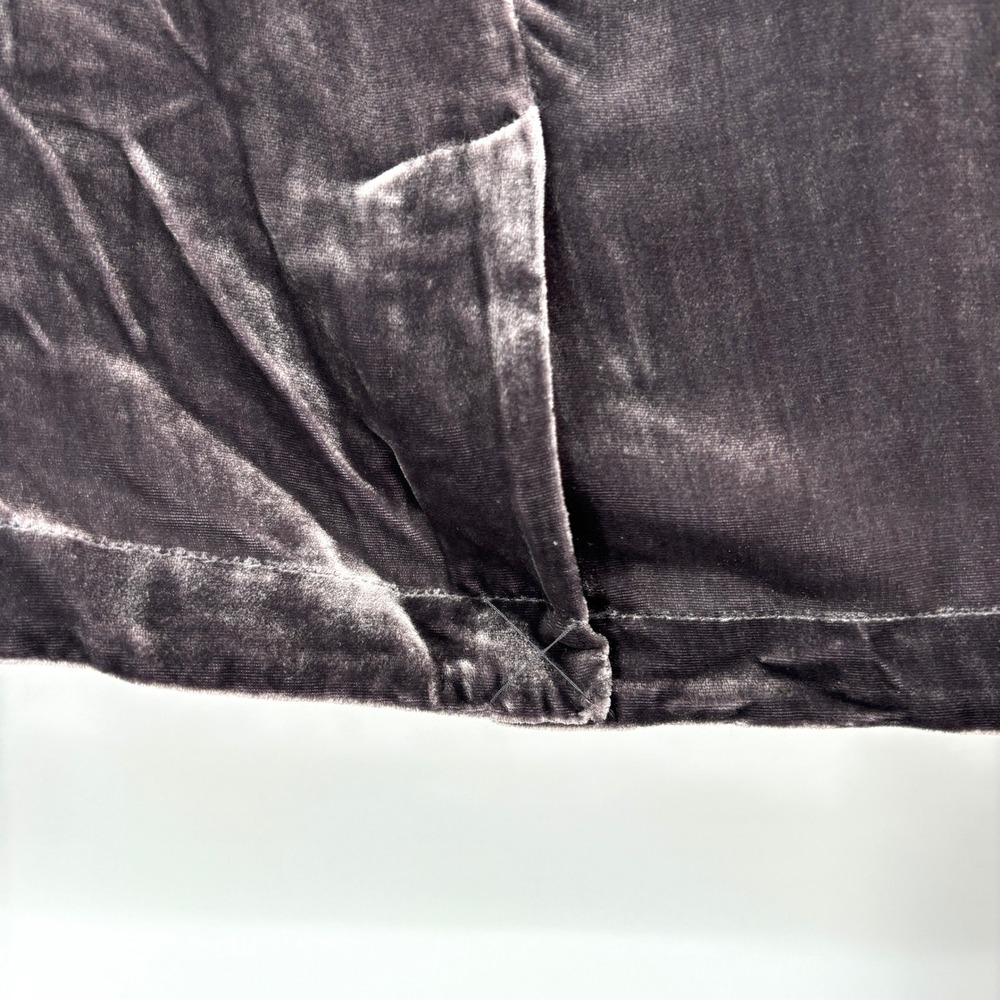 Eileen Fisher Velvet Shift Mini Dress Silk Gray Short Sleeve Mock Neck Size L - Picture 10 of 13